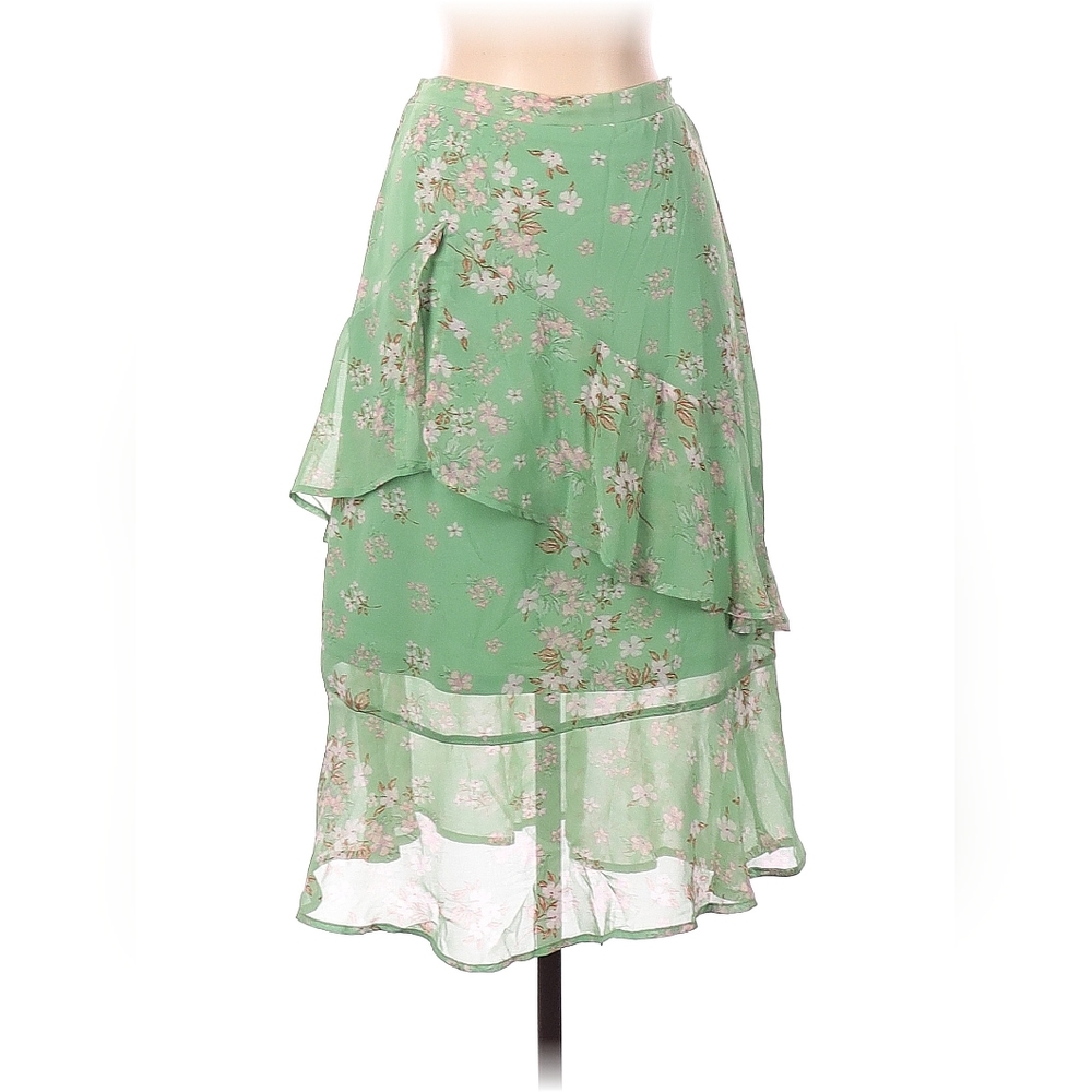 Mint Green Floral Flutter Skirt Size M